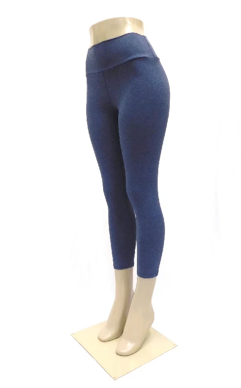 Bamboo Capri Leggings Tights - Heather Lake Blue Trendy Spandex Leggings