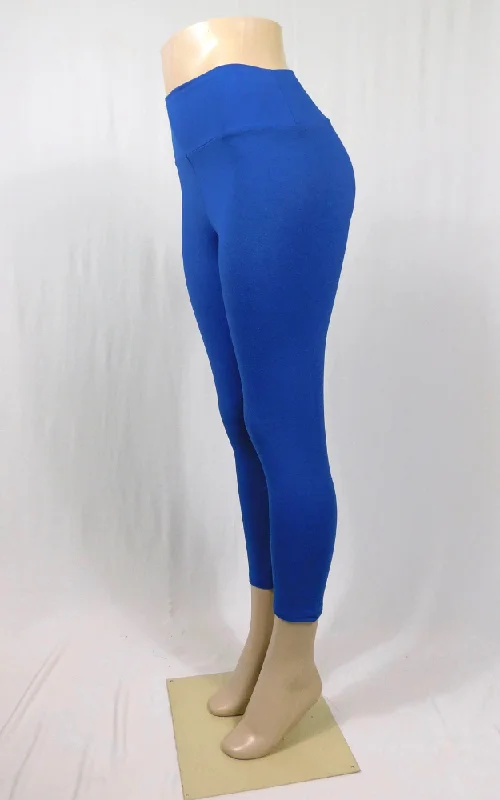 Bamboo Capri Leggings Tights - Cobalt Stylish Printed Sport Leggings