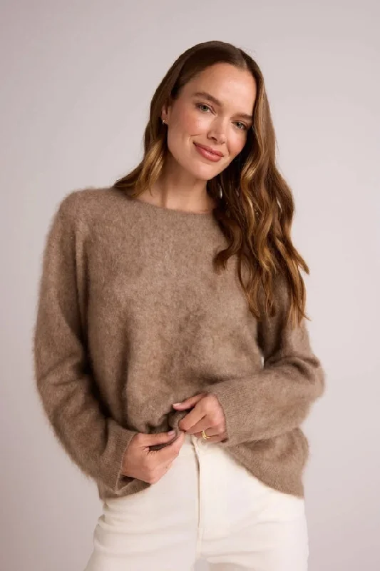 BELLA DAHL Luxe Fuzzy Crew Sweater Velvet Chenille Corduroy