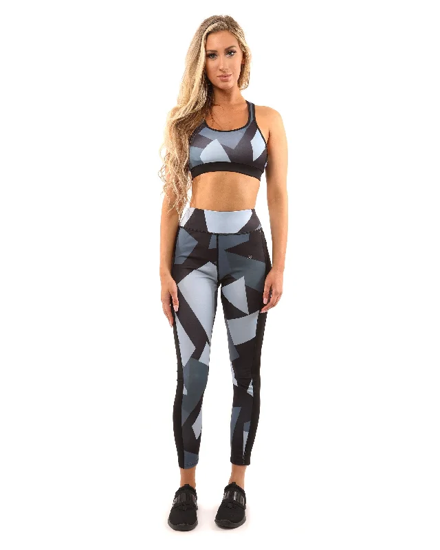 Bondi Set - Leggings & Sports Bra - Black/Grey Stylish Athletic Wear Leggings