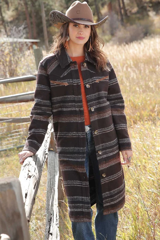 Women's Sweater Knit Duster - Brown - (CWJ7454002) Handmade Hand-knitted Hand-woven