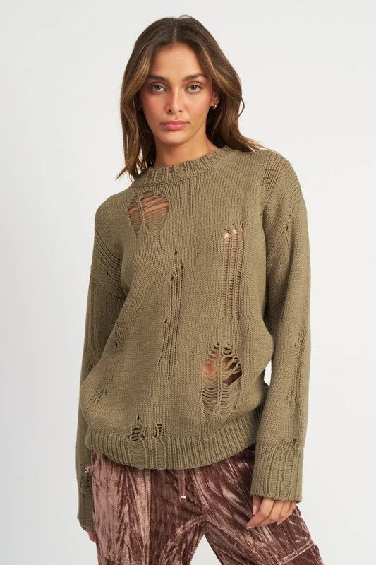 Distressed Oversized Sweater Terry Terry Cloth Terry Knit