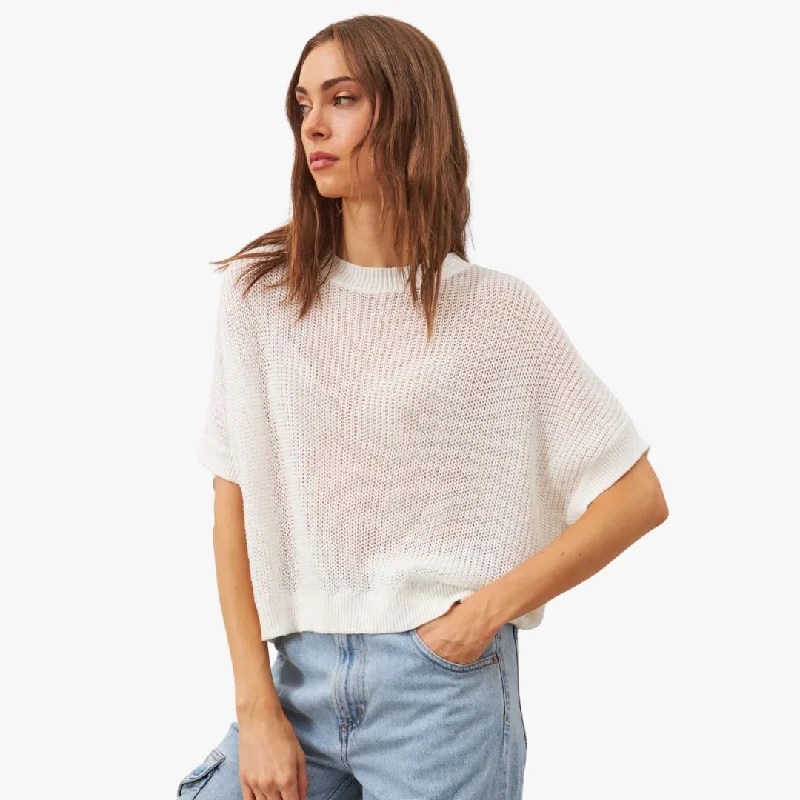 Emersyn Short Sleeve Knit Sweater (Perle) Slim Fit Regular Fit Oversized