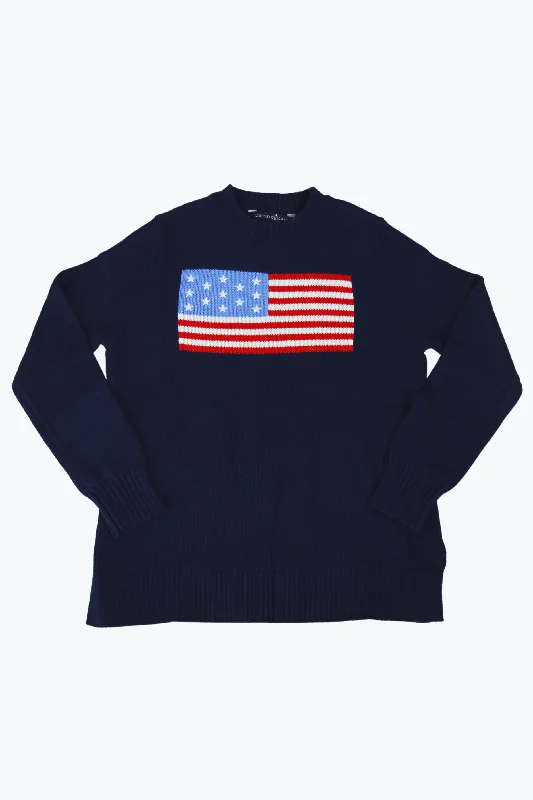 Navy Casual Crew Flag Sweater Modern Contemporary Chic