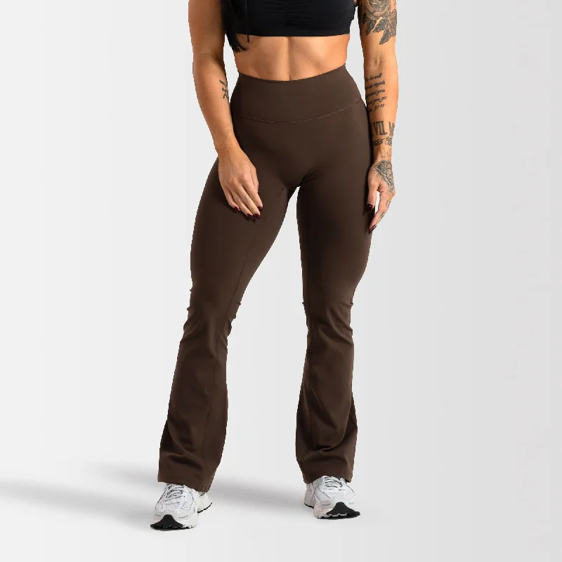 Flare Leggings - Brown Fashionable Leather-Look Leggings