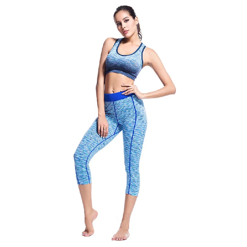 gym clothes for women Seamless yoga pants high waist shaped booty sexy fitness leggings women Slim workout sports 2 piece set Fashionable Ribbed Knit Leggings