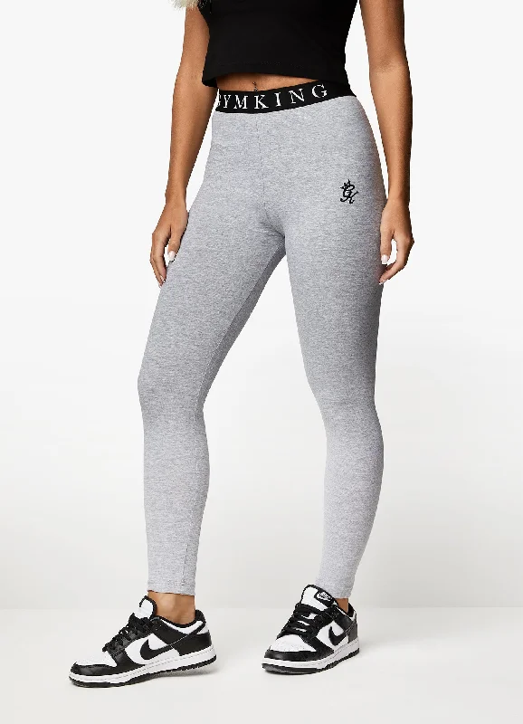 Gym King Linear Tape Legging - Grey Marl Casual Slim-Fit Leggings