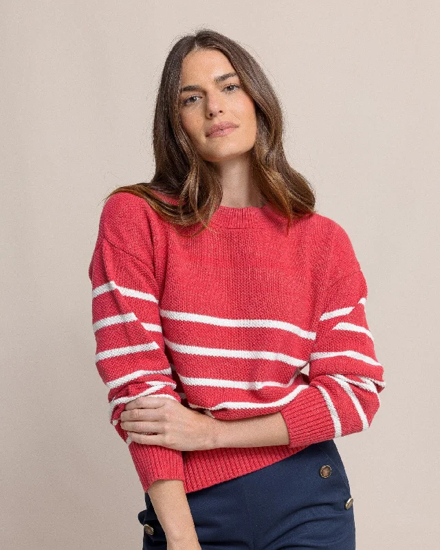 Haisley Stripe Crewneck Sweater Elasticated Padded Insulated