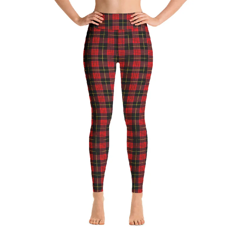 ELEVATED ESSENTIALS, BOOTY BOOSTING HIGH WAISTBAND LEGGING VINTAGE PLAID RED AND BLACK Cozy Oversized Leggings