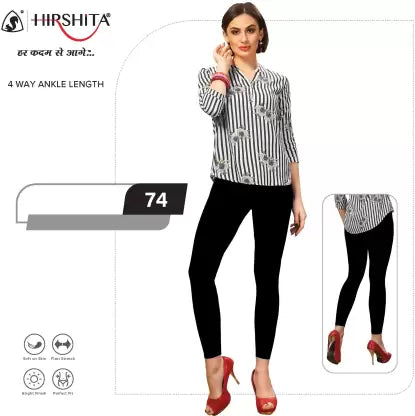 HIRSHITA Churidar Ethnic Wear Legging  (Black, Solid) Comfortable Plus Size Leggings