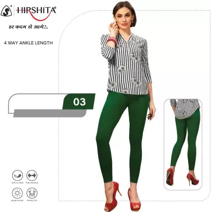 HIRSHITA Churidar Ethnic Wear Legging  (Green, Solid) Stylish Compression Fit Leggings