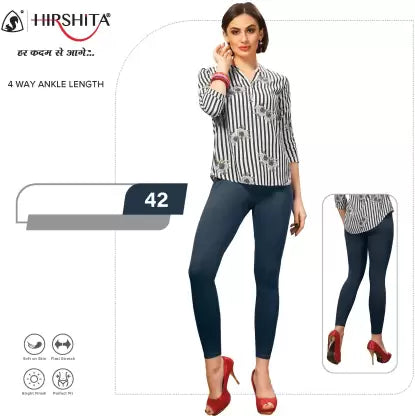 HIRSHITA Churidar Ethnic Wear Legging  (Grey, Solid) Casual Slim-Fit Leggings