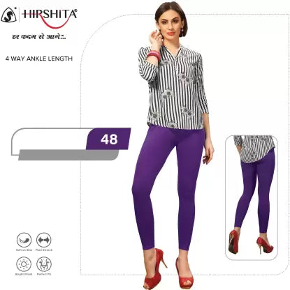 HIRSHITA Churidar Ethnic Wear Legging  (Purple, Solid) Fashionable Quick-Dry Yoga Pants