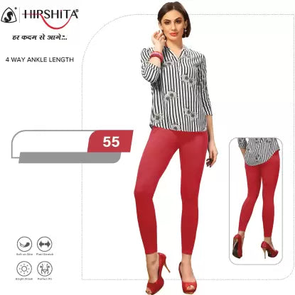 HIRSHITA Footed Ethnic Wear Legging  (Red, Solid) Chic Smooth Fit Leggings