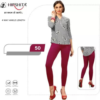 HIRSHITA Footed Ethnic Wear Legging  (Red, Solid) Comfortable Printed Workout Leggings