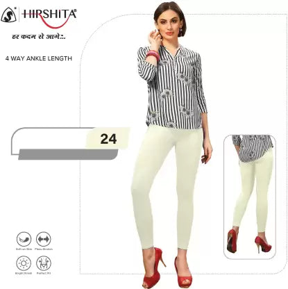 HIRSHITA Footed Ethnic Wear Legging  (White, Solid) Fashionable High-Rise Workout Leggings