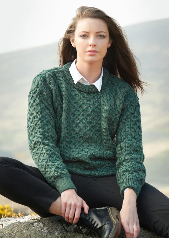 Inis Mor Aran Sweater | Green Iron Safe Non-Iron Wrinkle Free