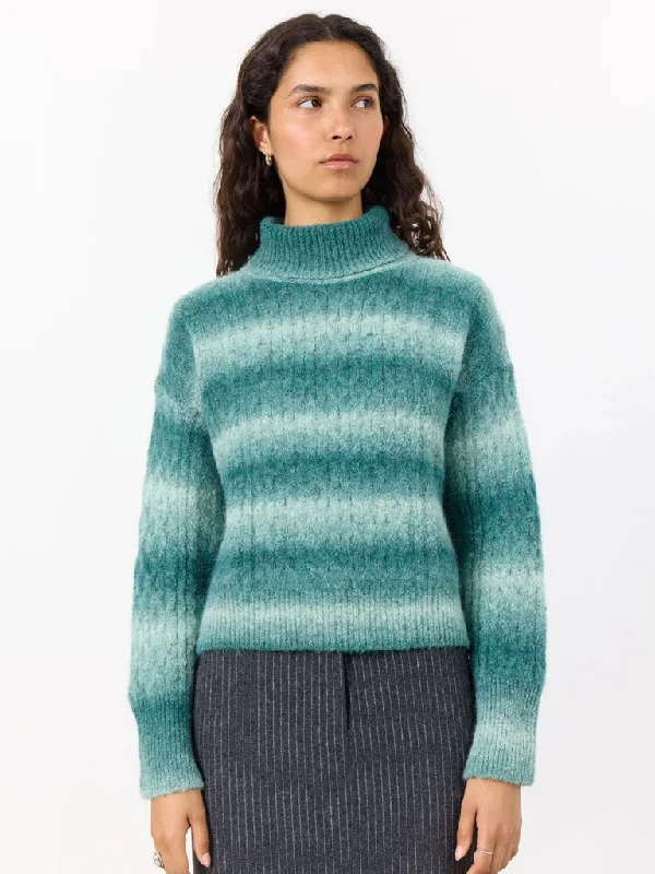 Levete Room Isella Stripe Sweater in Jade Combo Boxy Sweater Fitted Sweater A-Line