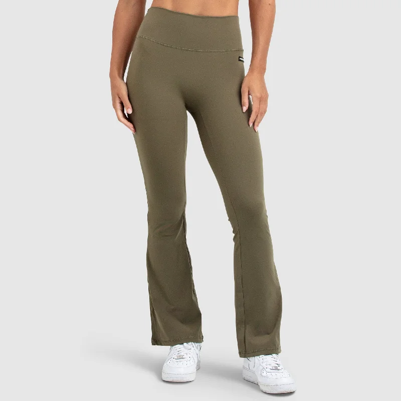 MotionSoft Flared Leggings - Deep Khaki Fashionable Minimal Active Leggings