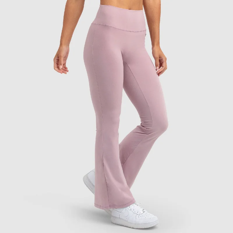 MotionSoft Flared Leggings - Soft Mauve Fashionable High-Rise Leggings