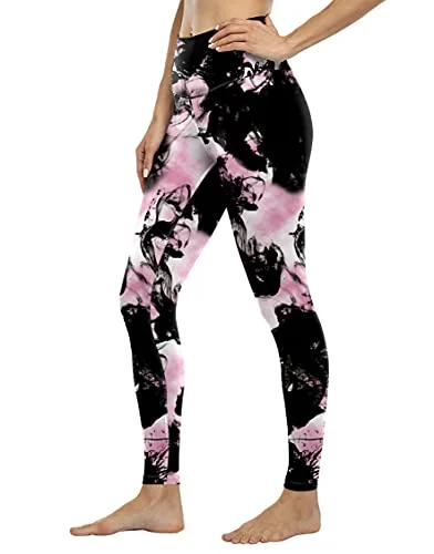 NC Women's high Waist Stretch Printed Yoga Pants Leggings Outdoor Sports Fitness Exercise Leggings 9 Points Pants Women (BS014-29, X-Large) Trendy Flared Leggings