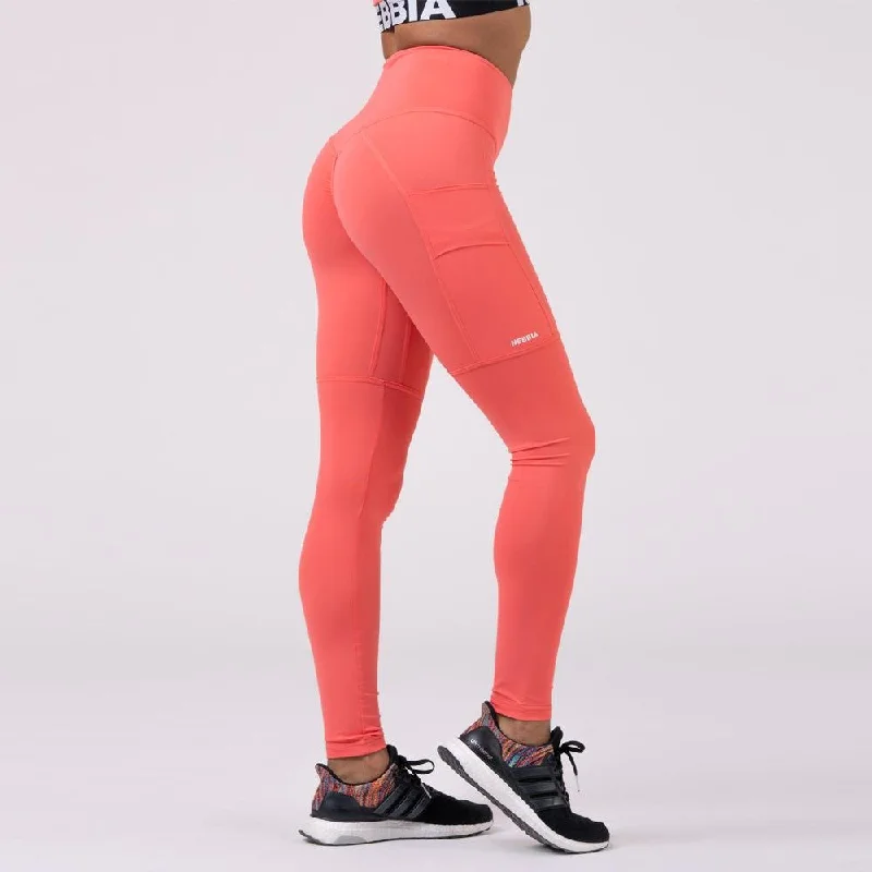 Nebbia High Waist Fit & Smart Leggings 505 - Peach Comfortable Ribbed Sports Leggings