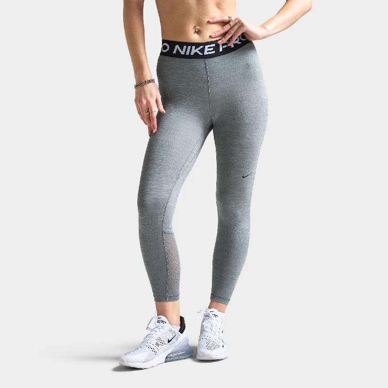 Nike Pro Women's Mid-Rise Cropped Mesh Panel Leggings / Grey Trendy Colorblock Print Leggings