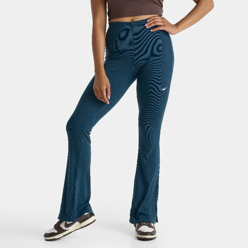 Nike Sportswear Women's Tight Mini-Rib Flared Leggings Armory Navy / Sail Chic Smooth Fit Leggings