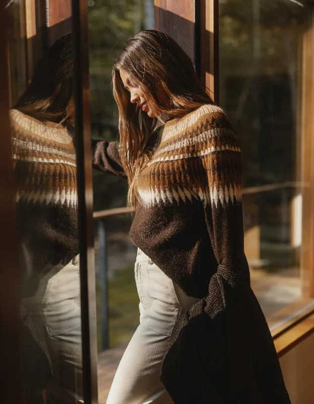 Nomad Fair Isle Sweater in Espresso Multi Stretchy Elastic Breathable