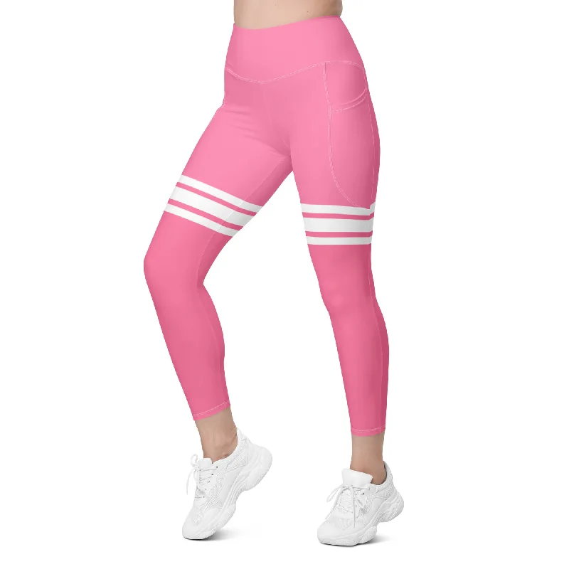 ELEVATED ESSENTIALS, THE PERFECT SIDE POCKET LEGGING THIGH HIGH HOT PINK Comfortable Power Mesh Leggings