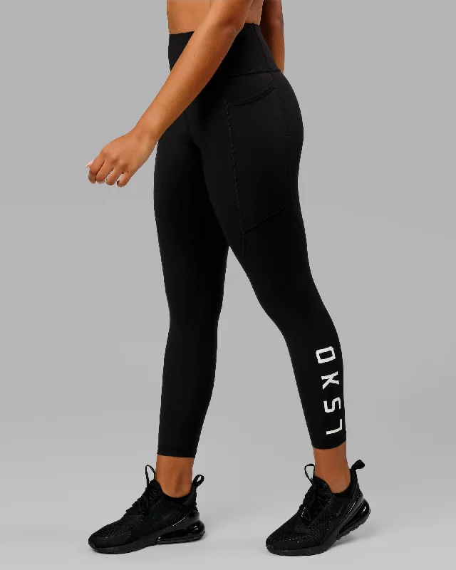 Rep 7/8 Length Leggings - Black-White Fashionable Stretchy Fit Leggings