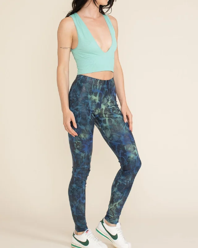 Women's Leggings | Sea Turtle Green Fashionable Lacy Detail Leggings