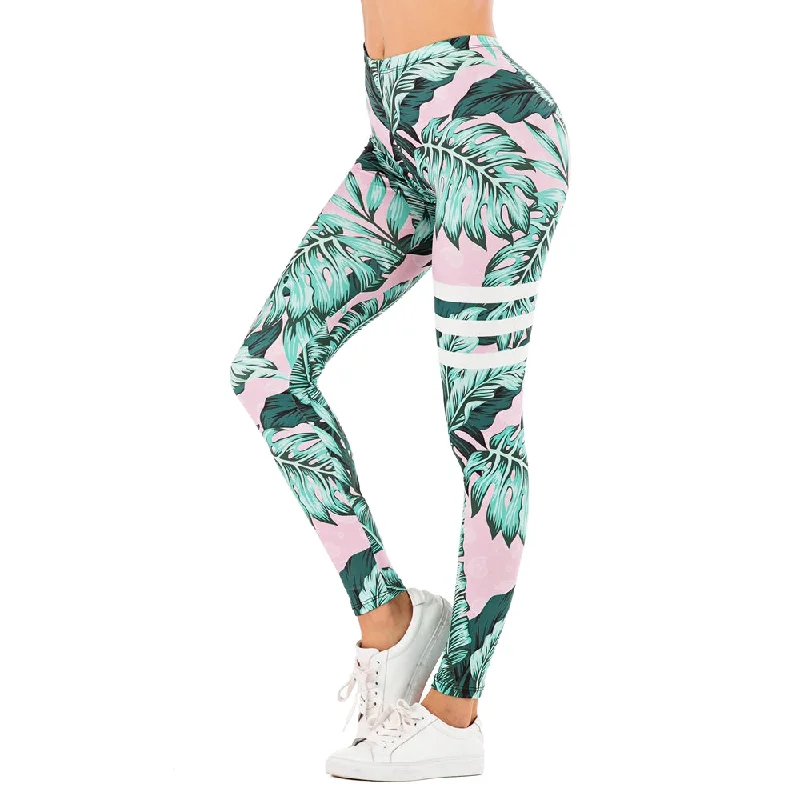 Sexy Women Legging leaf Printing Fitness leggins Fashion Slim legins High Waist Leggings Woman Pants Stylish Stretch Print Leggings