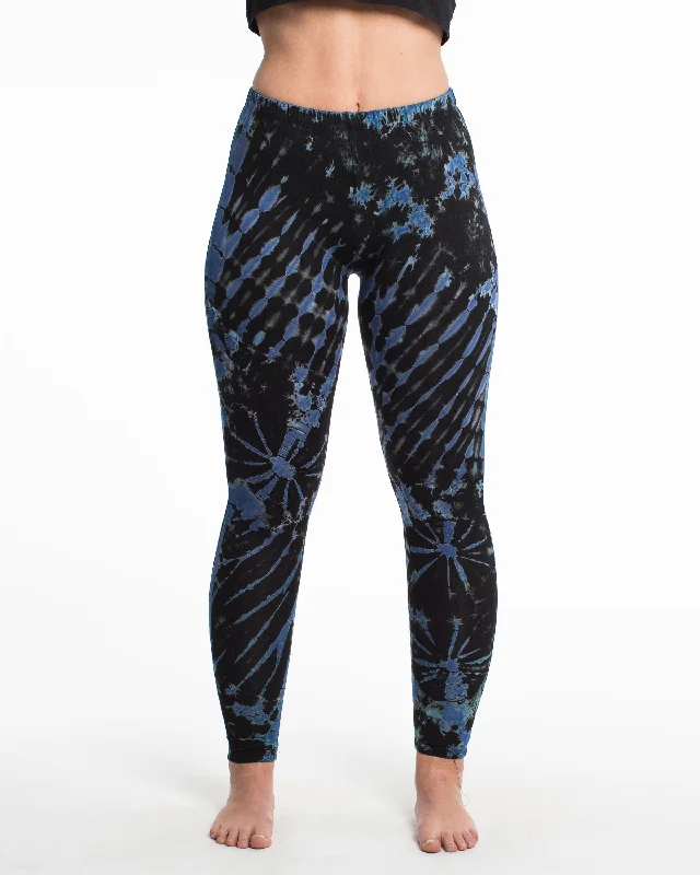 Womens Tie Dye Yoga Leggings in Blue Comfortable Printed Workout Leggings