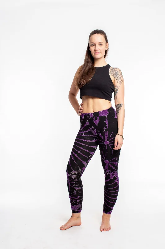 Womens Tie Dye Yoga Leggings in Purple Stylish Printed Sport Leggings