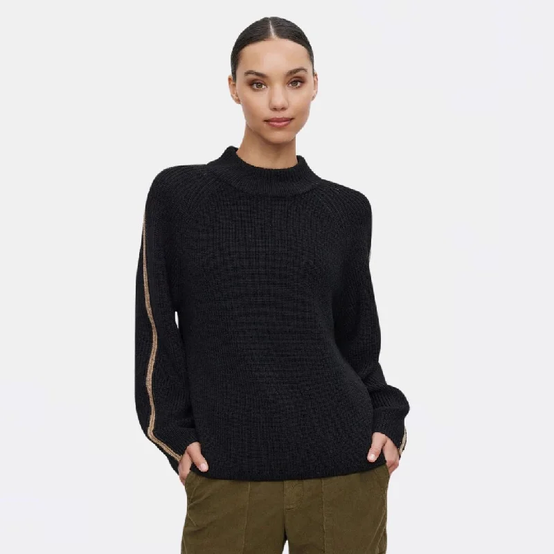 Teagan Engineered Stitches Sweater (Black + Camel) Polka Dot Checkered Tartan