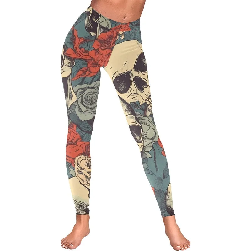 These Women's Skull Pattern Low Rise Leggings Will Have You Looking Stylish & Feeling Comfortable Cozy Cotton Leggings