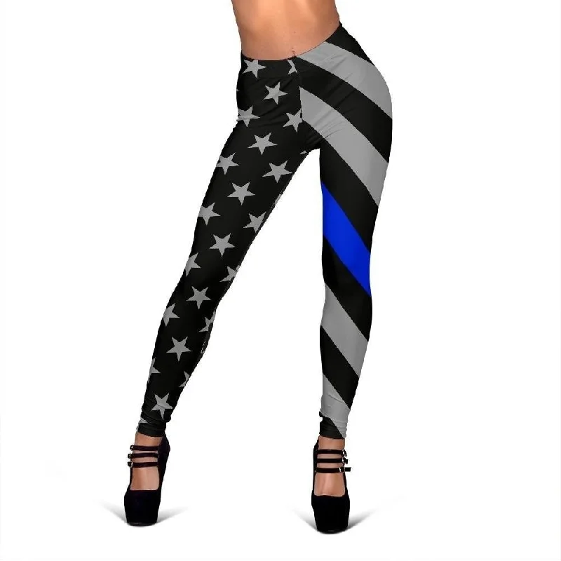 Thin Blue Line Women's Leggings Trendy Adjustable Waist Leggings