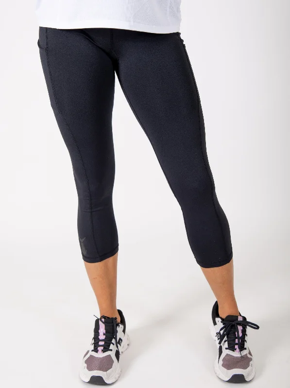 Women's Cropped Leggings | Black Comfortable Slip-On Leggings