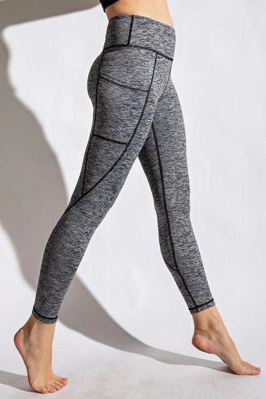 Rae Mode Two Tone Full Length Yoga Leggings Fashionable Lacy Detail Leggings