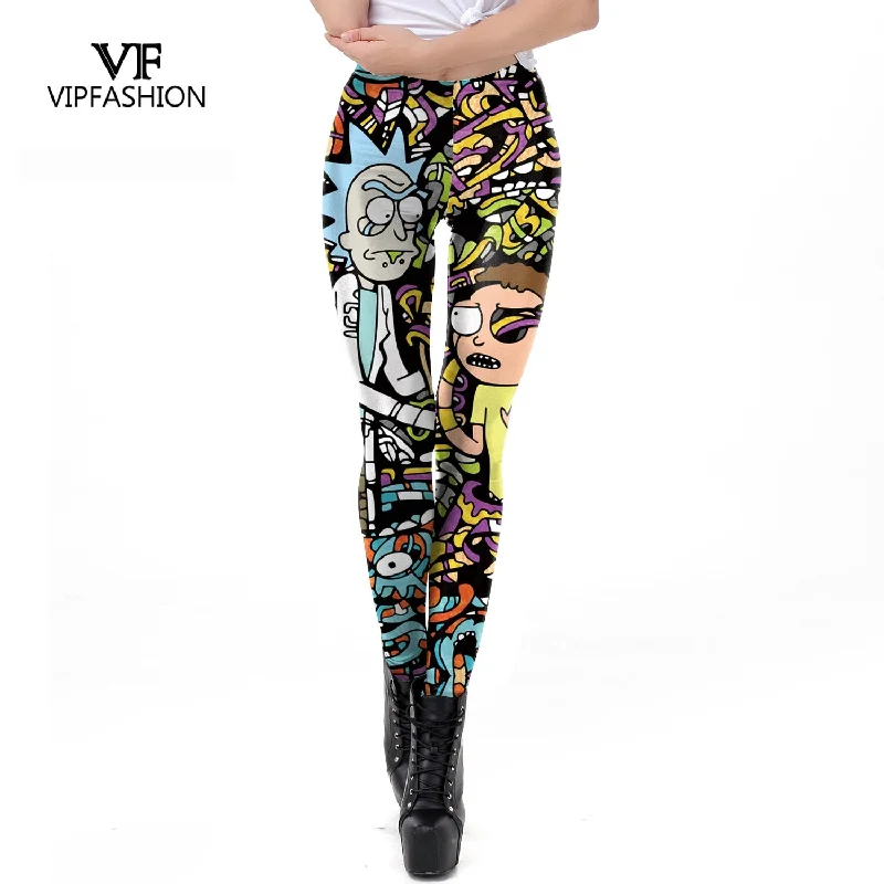 VIP FASHION 2019 New Body Building Pants Women Rick And Morty Printed Leggings Workout Cartoon Leggin Fashionable Plus-Size Activewear