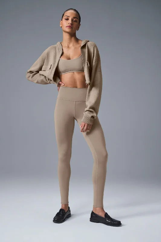 High-Waist Airlift Legging - Gravel Stylish Stretch-Waist Leggings