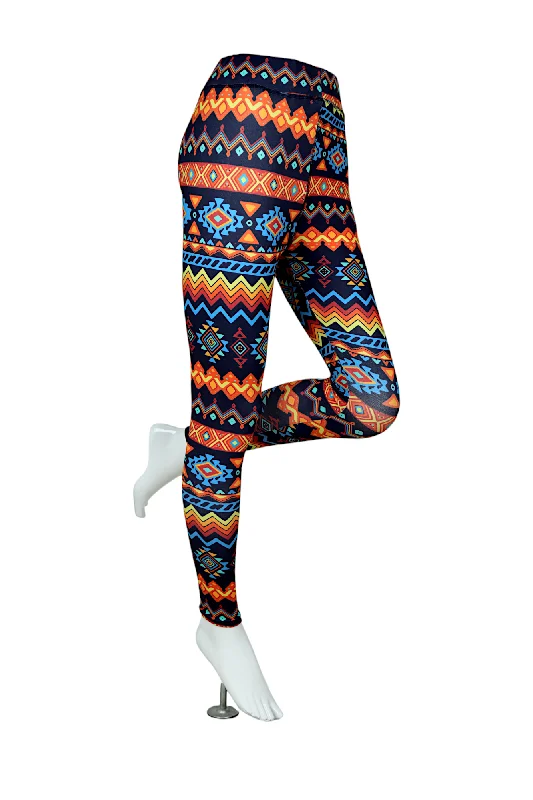 Women High-Rise Printed Leggings 80053 (ORANGE) Trendy Leather-Look Workout Leggings