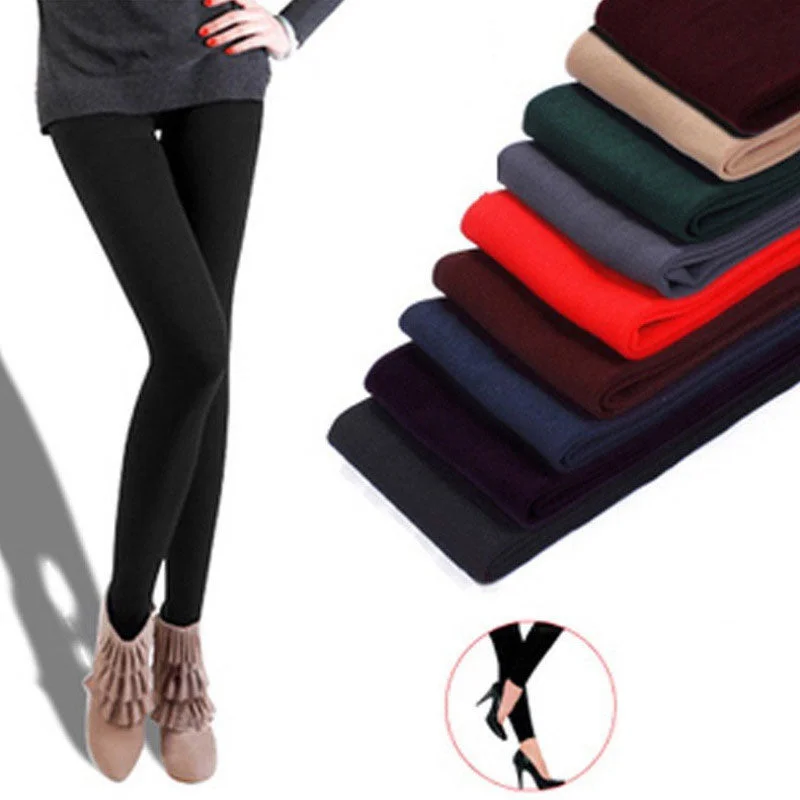 Women winter warm leggings skinny stretch fleece pants Women Casual Faux Velvet ankle-length Legging Knitted Thick Slim Leggings Stylish High-Waisted Leggings