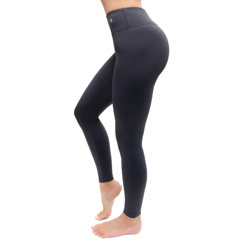 Women's Compression Leggings - Carbon Gray Elegant Shiny Black Leggings