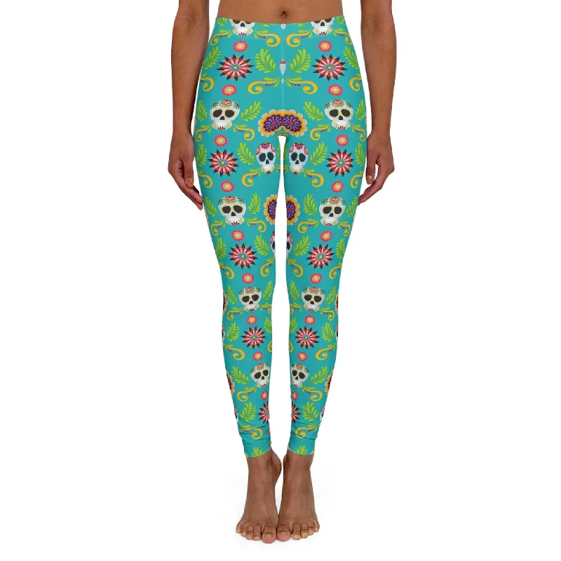 Women's Mexican Sugar Skull Spandex Leggings Stylish Winter-Ready Leggings