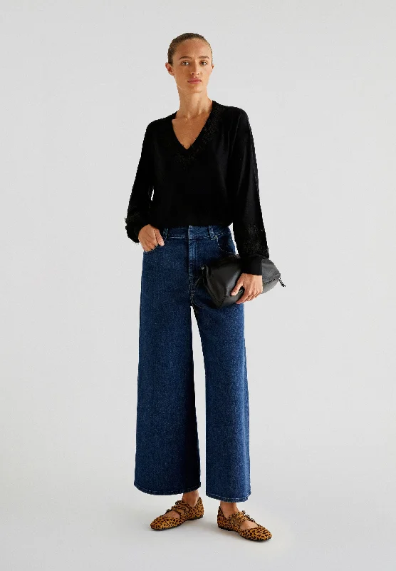 CULOTTE JEANS Chic Rip-Detail High-Waist Jeans