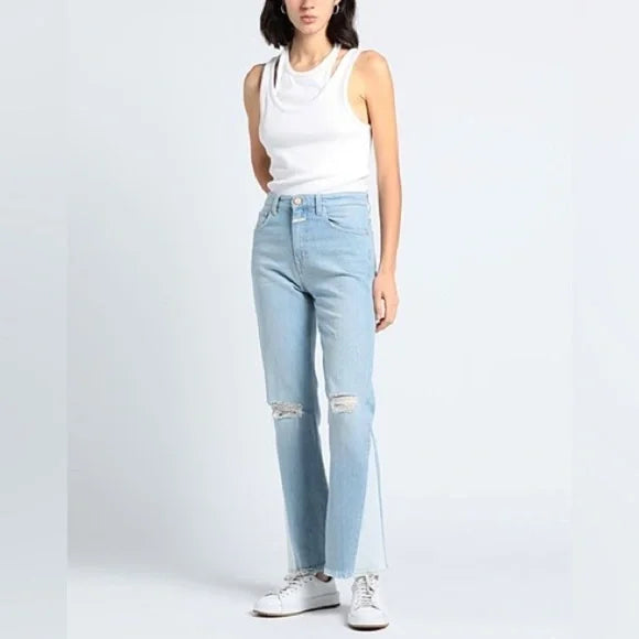 Closed Baylin Flare Jeans Two-Tone Trendy Wide-Legged High-Waist Jeans