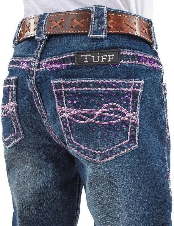 Cowgirl Tuff Girls Pink Sparkles Jeans Comfortable Full-Length Denim Jeans