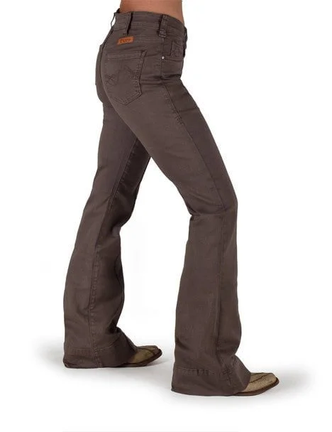 Cowgirl Tuff Womens Natural Waist Chocolate Cotton Blend Jeans Fashionable Jeggings Style Jeans